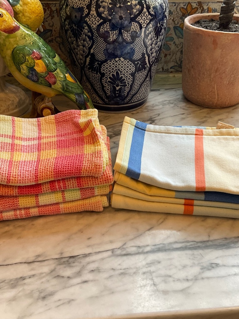Xochi Set of 8 colorful dishtowels, 100% cotton.